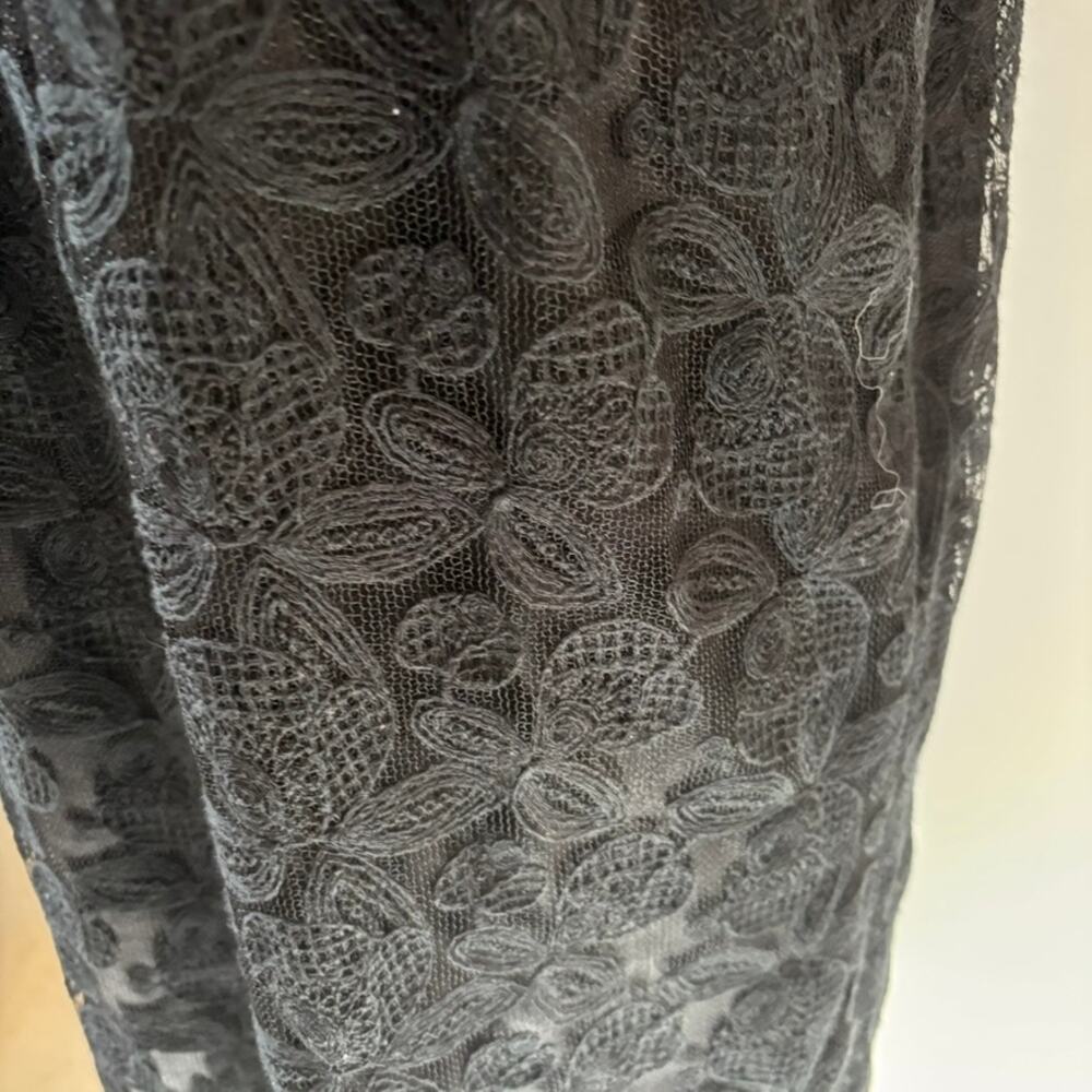 Matty M Black Lace Dress Cap Sleeve Floral Large - Picture 4 of 14